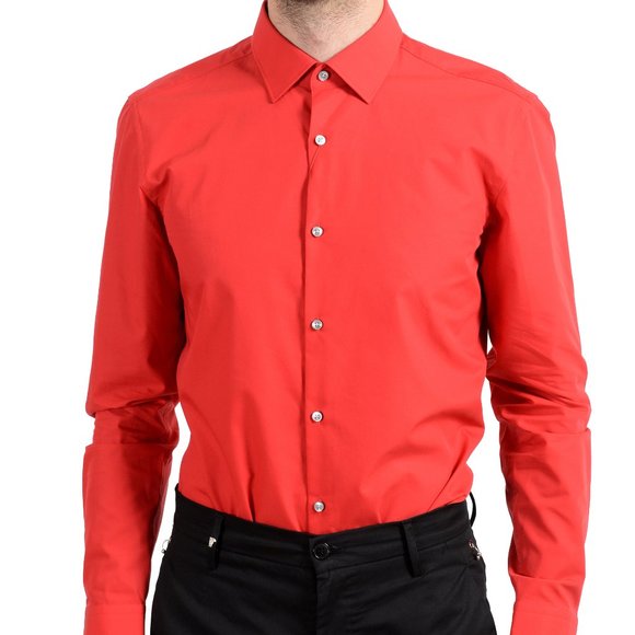 Hugo Boss "C-Jenno" Men's Red Slim Dress Shirt - Picture 2 of 7